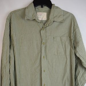 Wrangler Men’s Western Style Green Striped LS Shirt Size L